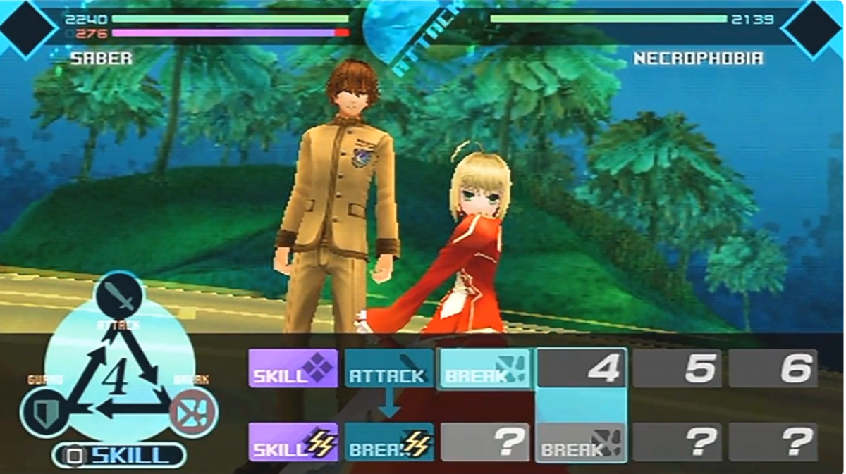 Fate/Extra PlayStation Portable PSP video game, turn-based RPG, strategy and dungeon exploration, handheld console title gameplay