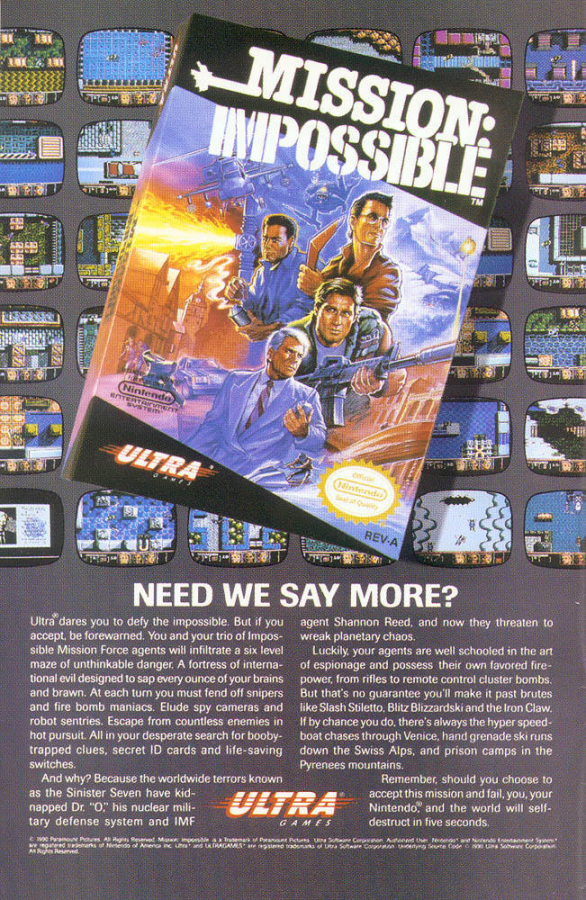 Mission Impossible advert for Nintendo Entertainment System NES retro video game