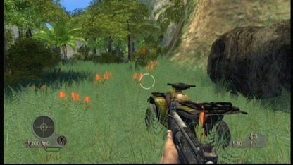 Far Cry Instincts Predator Xbox 360 first person shooter featuring open ended tropical island environments enhanced predator abilities stealth and action gameplay vehicle combat multiplayer modes and intense survival combat by Ubisoft gameplay