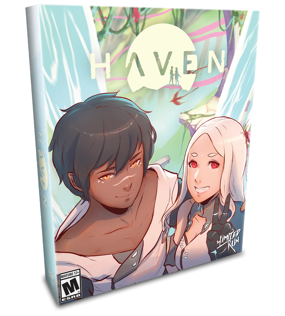 Haven Limited Run Collector’s Edition for the PlayStation 4 featuring a romantic sci fi RPG experience with exploration cooperative gameplay turn based battles and a premium physical set including collectibles and special packaging