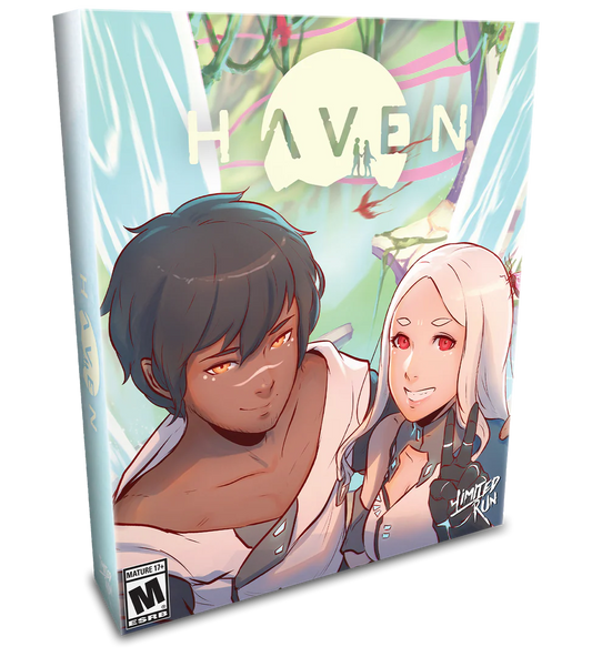 Haven Limited Run Collector’s Edition for the PlayStation 4 featuring a romantic sci fi RPG experience with exploration cooperative gameplay turn based battles and a premium physical set including collectibles and special packaging