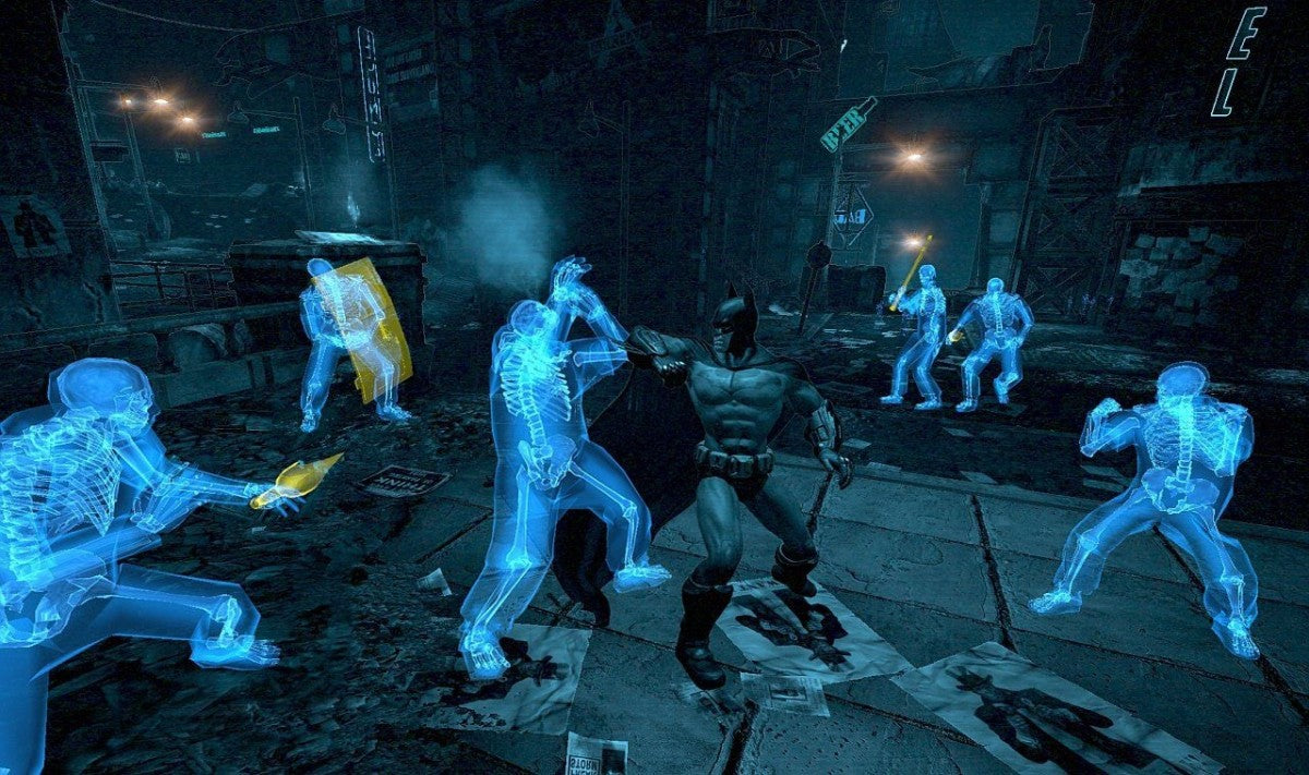 Batman: Arkham City – Game of the Year Edition Platinum Hits edition for Xbox 360 action adventure superhero game featuring Batman and Joker bonus DLC content rated T for Teen gameplay 