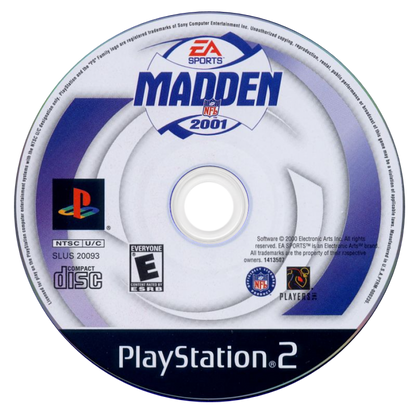 Madden NFL 2001 disc art for PlayStation 2 (PS2) sports video game