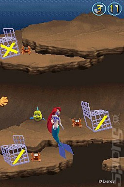 Disney’s The Little Mermaid Ariel’s Undersea Adventure Nintendo DS video game, action platformer, underwater adventure gameplay, family-friendly handheld console title gameplay screenshot