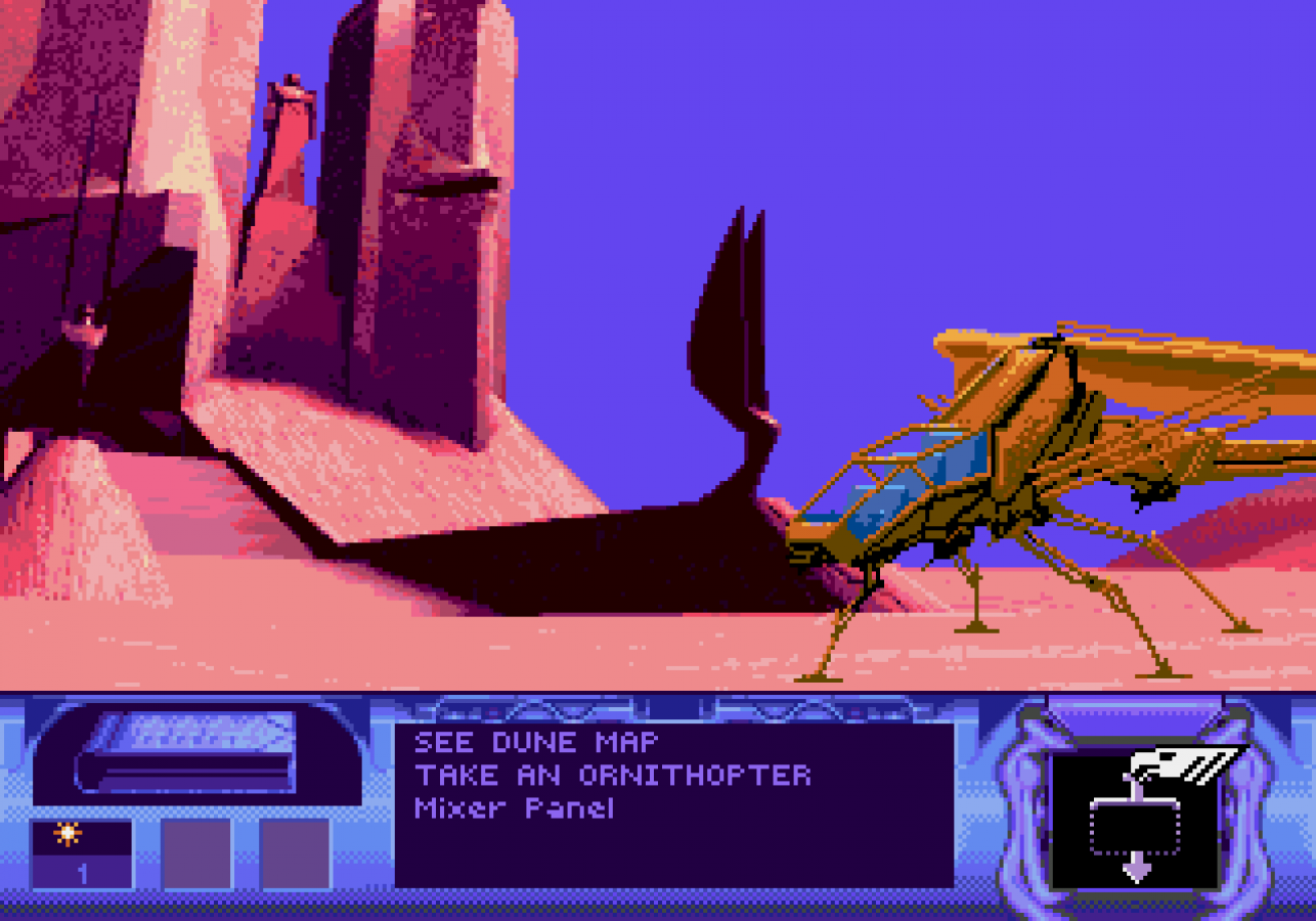Dune Sega CD strategy adventure game real time strategy exploration Arrakis spice harvesting Frank Herbert sci fi Dune universe political intrigue house Atreides gameplay cinematic cutscenes retro gaming Sega CD software video game title gameplay