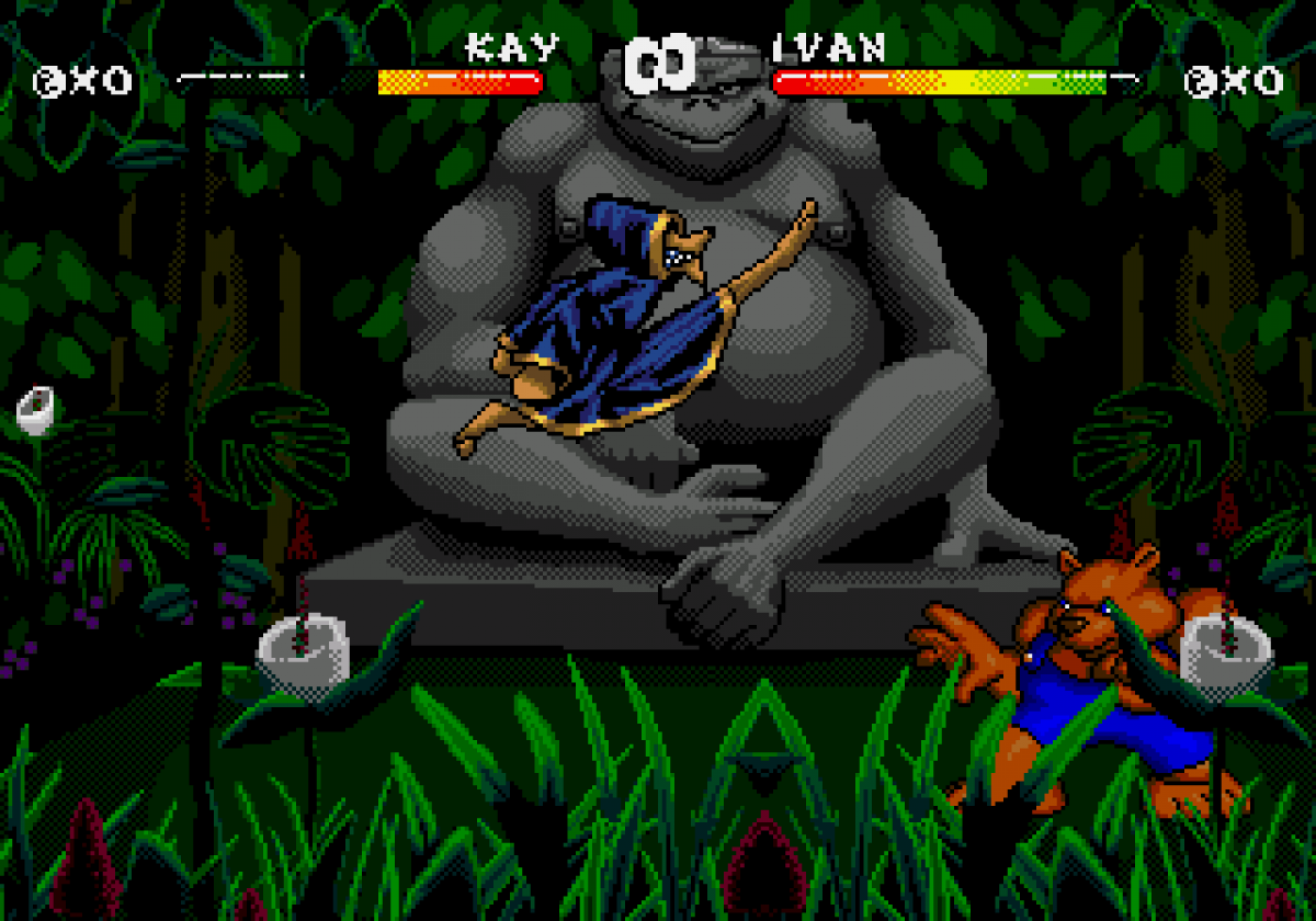 Brutal Paws of Fury Sega CD fighting game anthropomorphic animal martial artists one on one arcade combat cartoon style characters combo attacks versus multiplayer GameTek retro gaming Sega CD software video game title gameplay