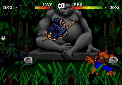 Brutal Paws of Fury Sega CD fighting game anthropomorphic animal martial artists one on one arcade combat cartoon style characters combo attacks versus multiplayer GameTek retro gaming Sega CD software video game title gameplay