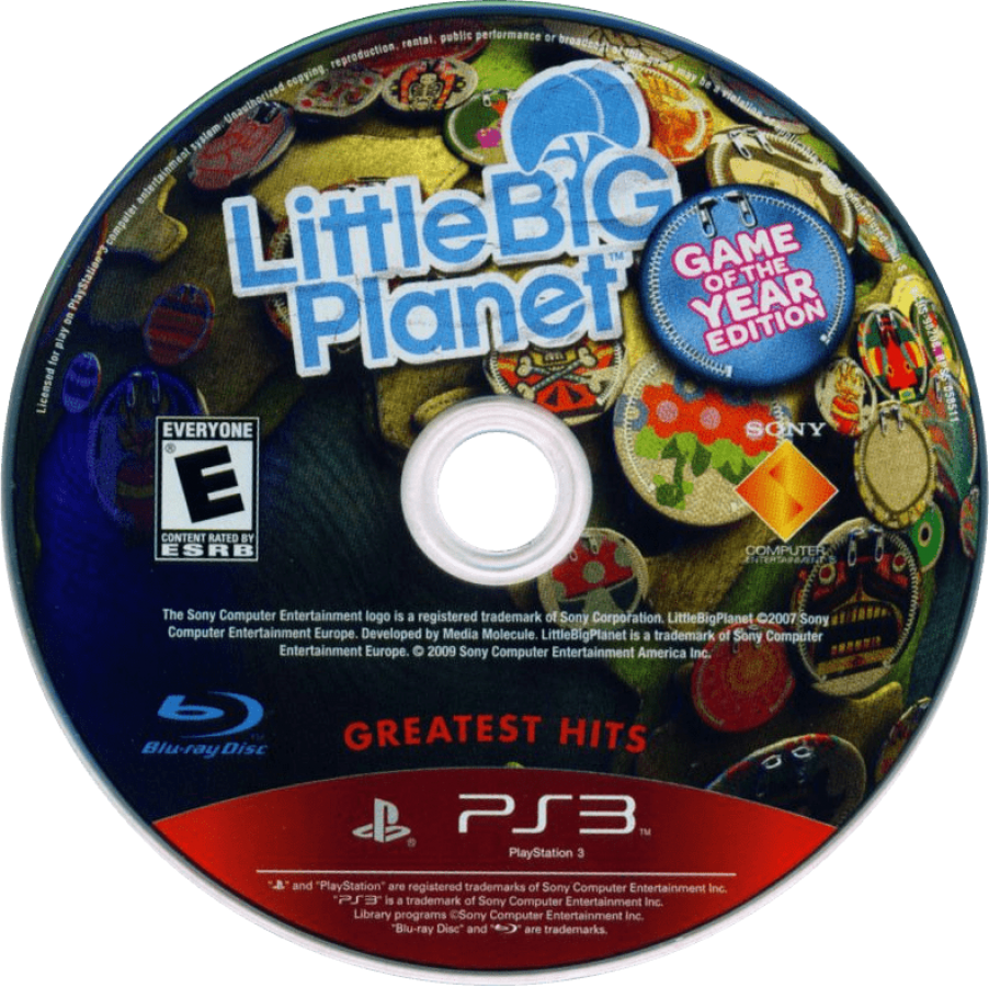 LittleBigPlanet Game of the Year Greatest Hits disc art for PlayStation 3 (PS3) video game