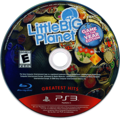 LittleBigPlanet Game of the Year Greatest Hits disc art for PlayStation 3 (PS3) video game