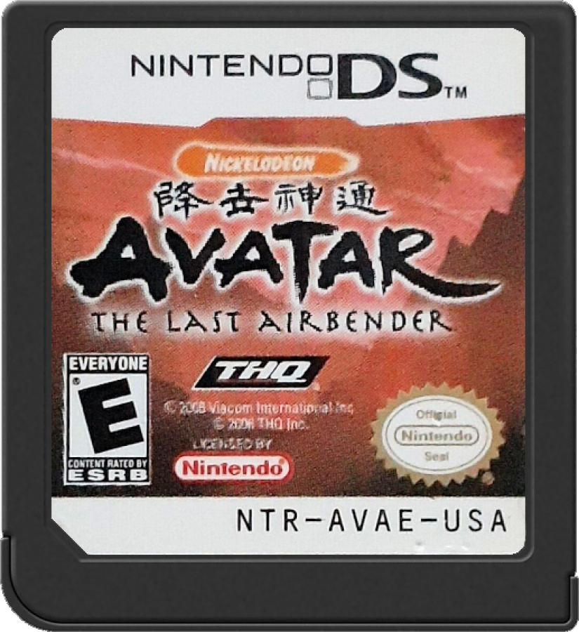 Avatar: The Last Airbender for Nintendo DS action adventure video game featuring elemental bending combat, story driven missions based on the animated series, puzzle solving, and stylus based handheld gameplay experience cartridge