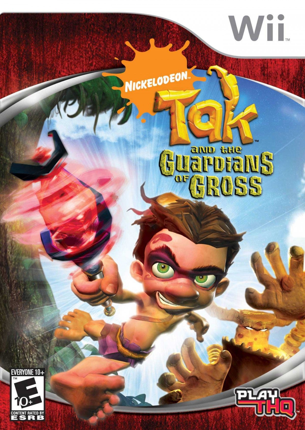 Tak and the Guardians of Gross game for the Nintendo Wii featuring action adventure gameplay with motion controls puzzle solving platforming elements and humorous story driven missions as Tak battles gross themed enemies and saves the jungle cover art