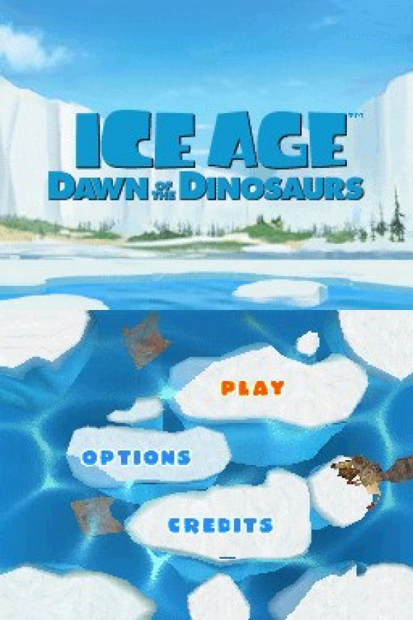 Ice Age Dawn of the Dinosaurs Nintendo DS DS for action adventure video game fans featuring Scrat and Ice Age characters dinosaur encounters prehistoric environments platforming challenges puzzle solving mini games colorful levels and family friendly portable Nintendo DS gameplay collectible gaming appeal gameplay