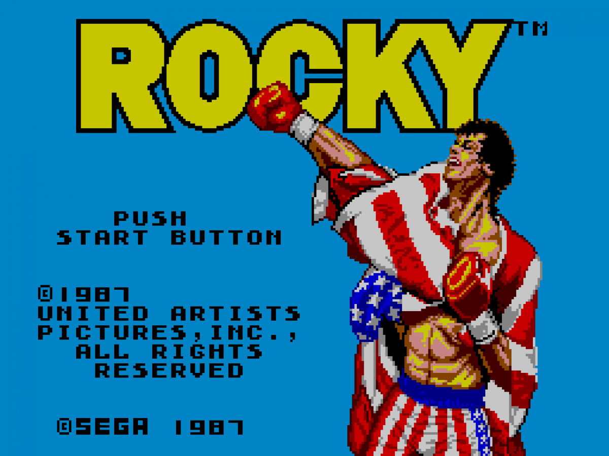 Rocky – Sega Master System (SMS) start screen for boxing video game