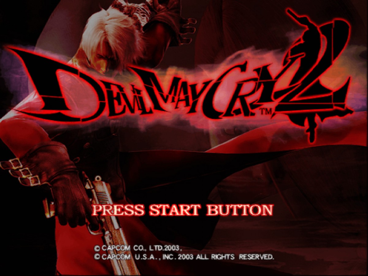 Devil May Cry 2 PlayStation 2 PS2 video game, action hack and slash, stylish combat, demon hunting gameplay, classic Capcom title main menu title screen