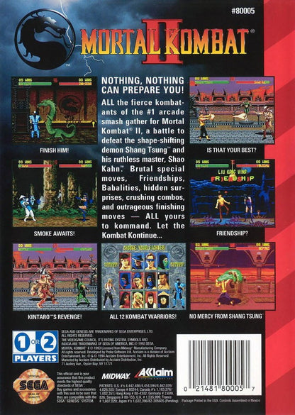 Mortal Kombat II back cover art for Sega Genesis (GEN) video game