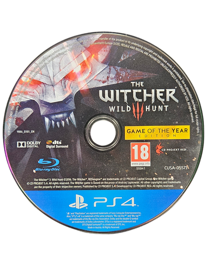 The Witcher 3 Wild Hunt Game of the Year Edition PAL PlayStation 4 PS4 for action role playing video game fans featuring expansive open world exploration epic fantasy storytelling monster hunting deep character progression complete edition with downloadable content immersive combat collectible gaming appeal disc