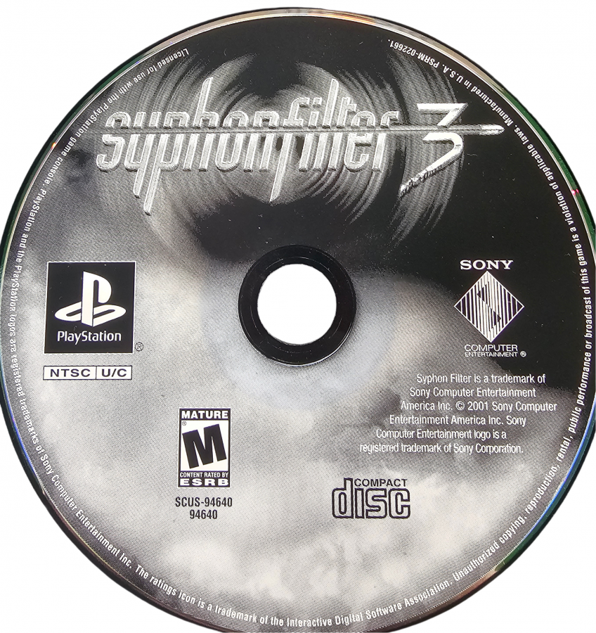 Syphon Filter 3 Greatest Hits PlayStation 1 PS1 for third person action stealth video game fans featuring Gabe Logan and Lian Xing tactical missions espionage gameplay weapon combat enemy encounters stealth objectives cinematic storytelling and classic Sony PlayStation gaming collectible appeal disc