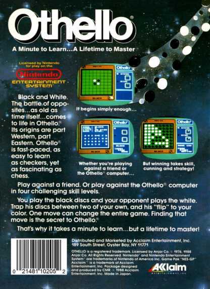 Othello back of box for Nintendo Entertainment System NES retro video game