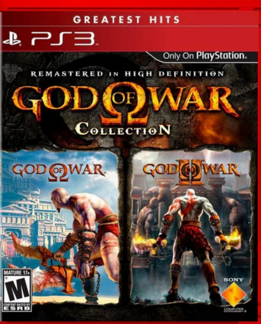 God of War Collection Greatest Hits PlayStation 3 PS3 for retro video game enthusiasts featuring action adventure gameplay brutal hack and slash combat epic Greek mythology storytelling challenging boss battles remastered classic adventures and collectible gaming appeal front cover 