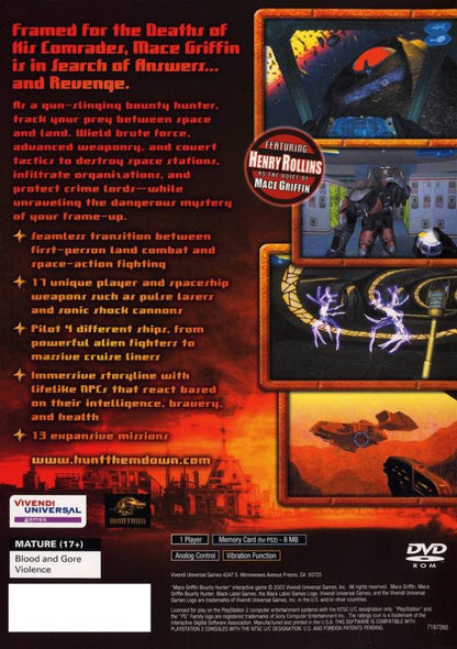 Mace Griffin: Bounty Hunter back cover art for Playstation 2 (PS2) video game