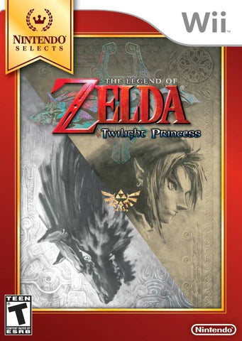 The Legend of Zelda: Twilight Princess [Nintendo Selects] cover art for Nintendo Wii (Wii) featuring epic action‑adventure gameplay with motion‑controlled sword combat, puzzle‑filled dungeons, and Link’s wolf transformation.