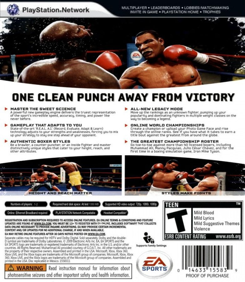 retro Fight Night Round 4 PlayStation 3 PS3 cover art collectible boxing sports game authentic classic gaming gameplay back art 