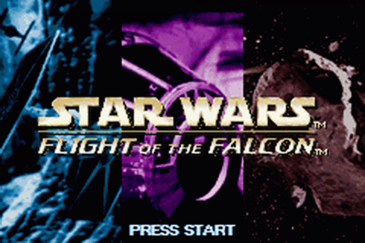 Star Wars: Flight of the Falcon for Game Boy Advance with fast-paced Millennium Falcon space combat action main menu