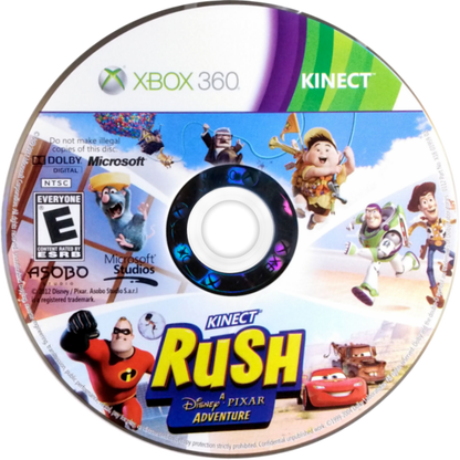 Kinect Rush: Disney Pixar Adventure for Xbox 360 with motion-based gameplay featuring popular Pixar characters disc