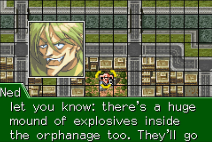 Zone of the Enders: The Fist of Mars [CIB] for Game Boy Advance (GBA) featuring a story-driven tactical RPG spin-off with turn-based mech battles set in the Z.O.E. universe; command your squad, customize Orbital Frames, and follow an anime-style narrative in this complete-in-box handheld entry gameplay screenshot