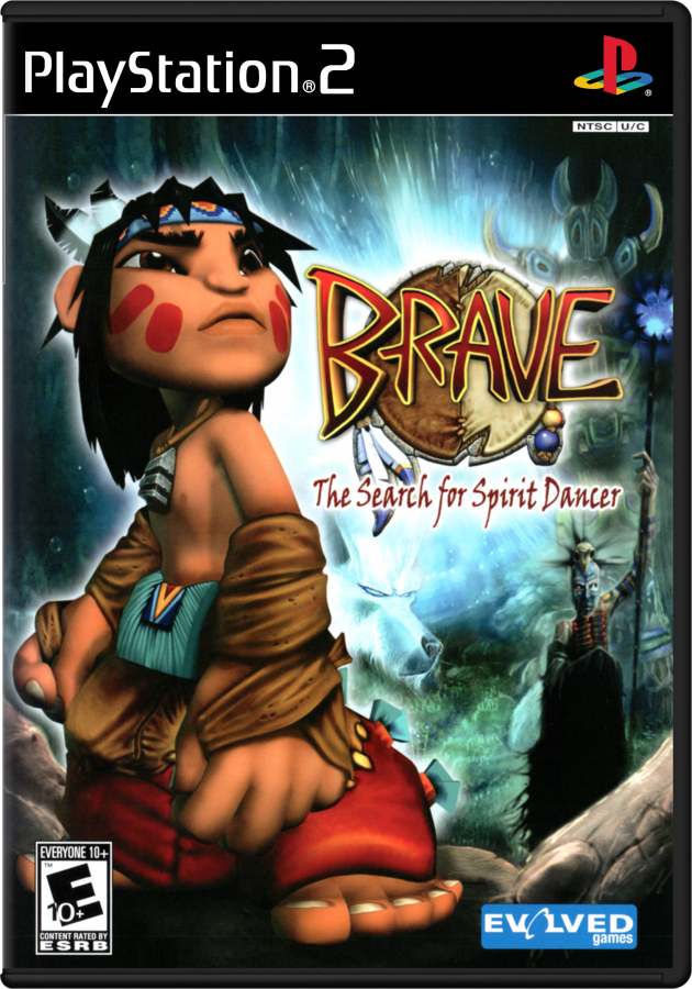 Brave The Search for Spirit Dancer PS2 PlayStation 2 action platformer adventure game Native American inspired fantasy combat exploration retro video game cover art