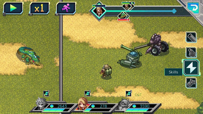 Armed Emeth [Limited Run #030] for PlayStation 5 (PS5) at Gamers INC, featuring a classic JRPG adventure where you pilot customizable Golems through a vast desert world, upgrading your mechanical companions with specialized weaponry and equipment to take down formidable bounties and unravel a grand conspiracy gameplay screenshot