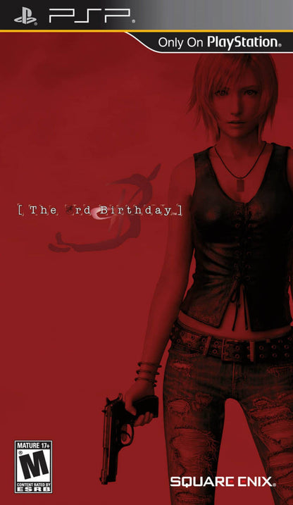 The 3rd Birthday PSP Sony PlayStation Portable action RPG third person shooter Parasite Eve series Aya Brea sci fi horror tactical combat overdrive system Square Enix story driven gameplay handheld gaming PSP software video game title cover art