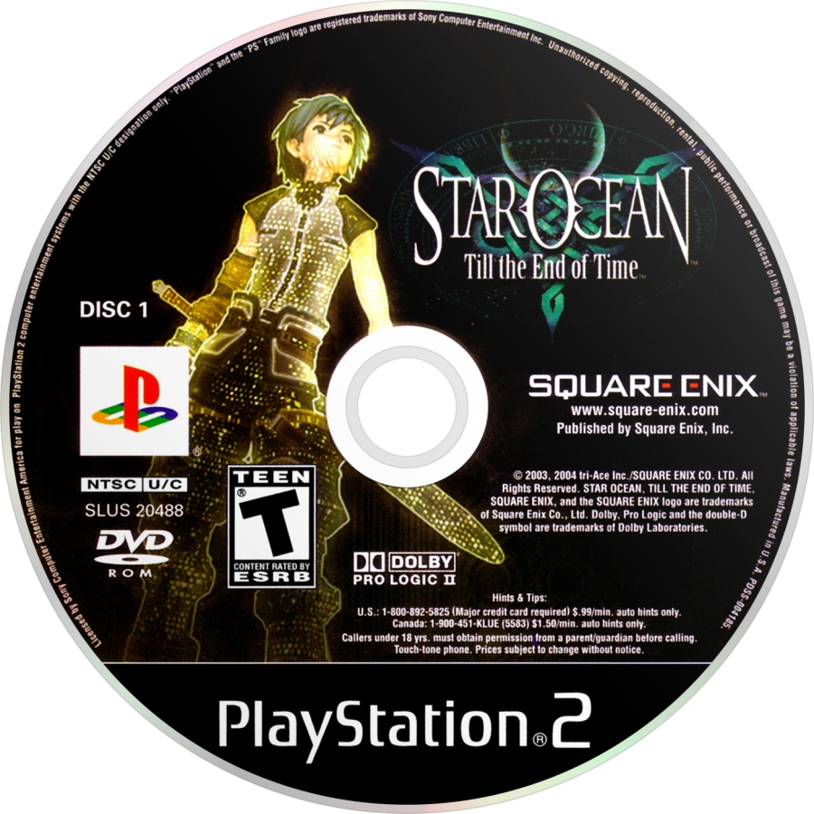 Star Ocean Till the End of Time PS2 PlayStation 2 JRPG role playing game sci fi fantasy adventure real time combat retro video game disc
