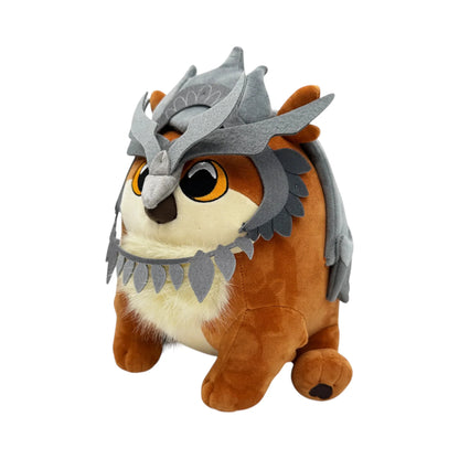 Baldur's Gate 3 Armoured Owlbear 9 Inch Plush collectible video game plush featuring the iconic Armoured Owlbear from Baldur's Gate 3 soft plush construction detailed armor design adorable fantasy character styling 9 inch size huggable collectible display item gaming merchandise and pop culture collectible appeal left side
