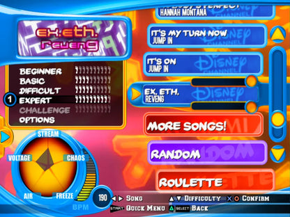 Dance Dance Revolution Disney Channel Edition for PlayStation 2 with kid-friendly dance gameplay featuring popular Disney songs gameplay