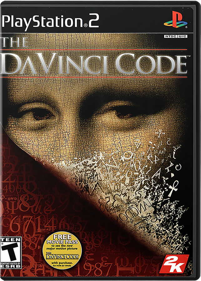 The Da Vinci Code – PlayStation 2 (PS2) video game cover image, action-adventure puzzle.