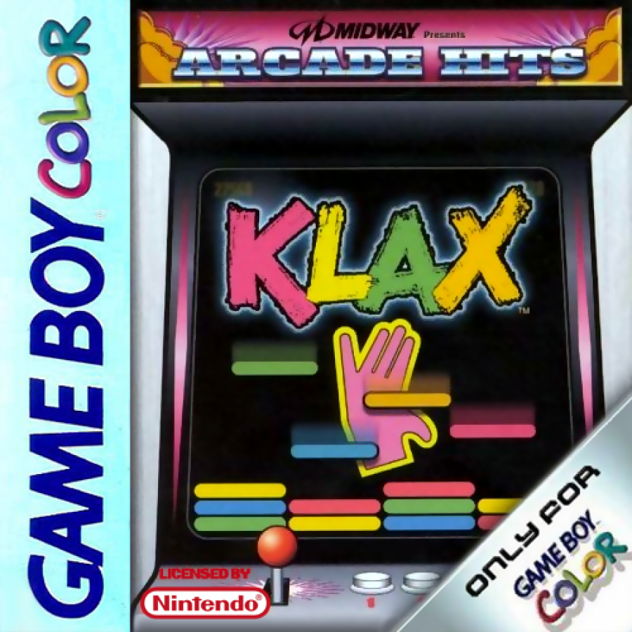 Klax Game Boy Color puzzle video game cover art.
