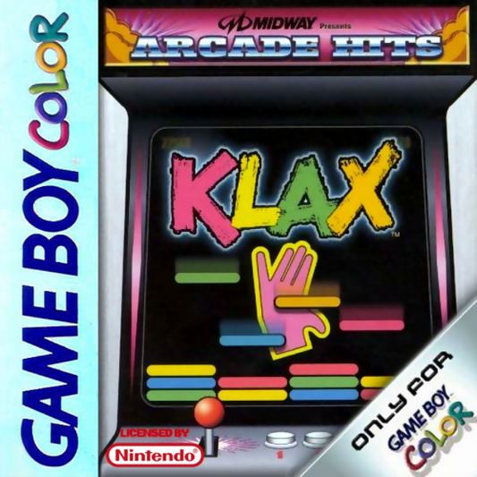 Klax Game Boy Color puzzle video game cover art.