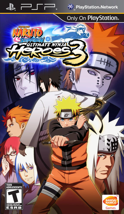 Naruto Shippuden: Ultimate Ninja Heroes 3 cover art for PlayStation Portable (PSP) fighting game