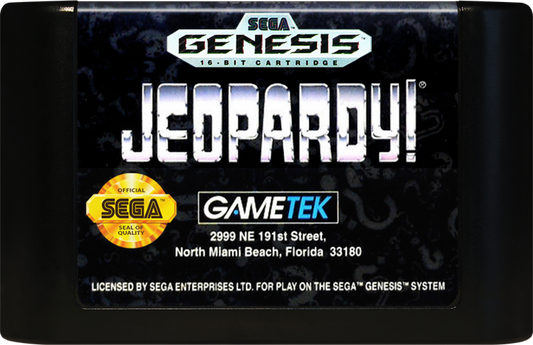 Jeopardy cartridge for Sega Genesis (GEN) video game 