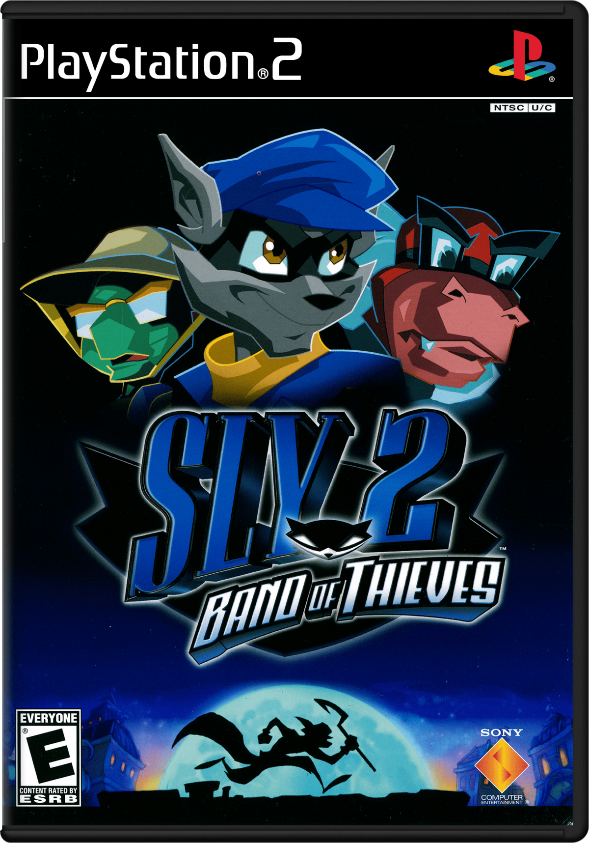Sly 2 Band of Thieves PS2 Sony PlayStation 2 stealth platformer action adventure Sly Cooper gang heist missions Cooper Gang Bentley Murray cartoony cel shaded gameplay open world levels sneaking platforming PlayStation 2 software video game title cover art 