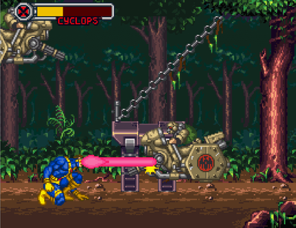 X-Men Mutant Apocalypse for Super Nintendo action platformer featuring Wolverine Cyclops Gambit Psylocke and Beast battling Apocalypse with comic inspired combat and side scrolling gameplay  