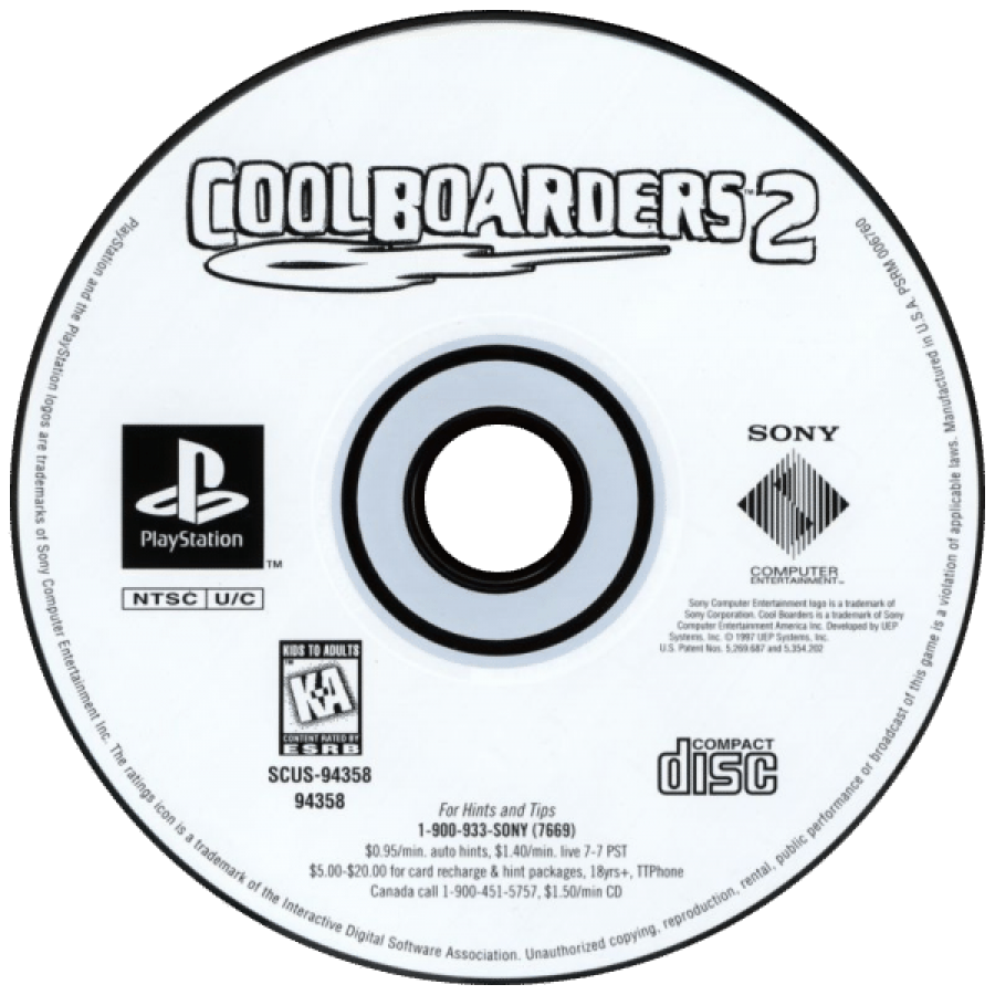 Cool Boarders 2 disc art for PlayStation 1 (PS1) video game