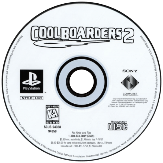 Cool Boarders 2 disc art for PlayStation 1 (PS1) video game