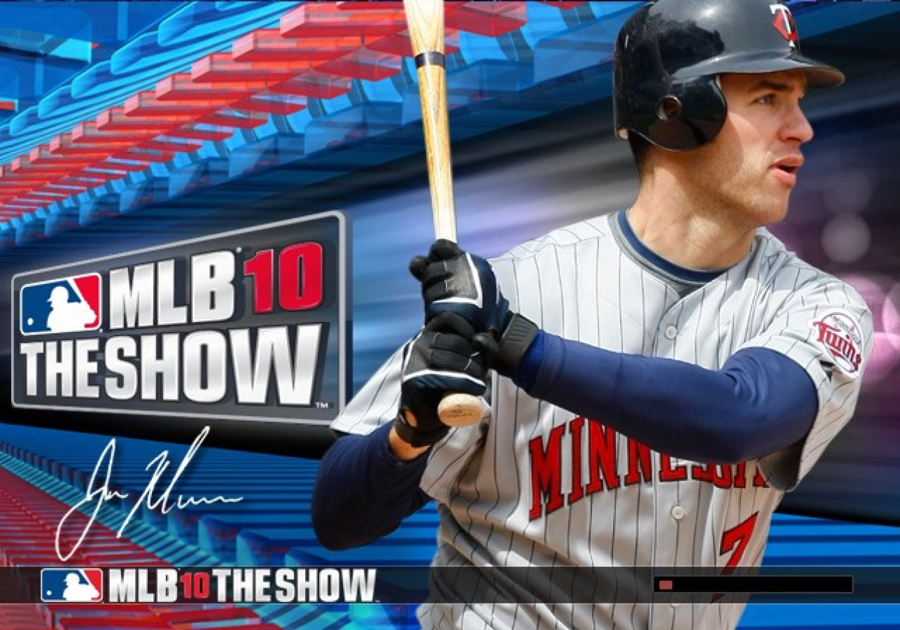 MLB 10: The Show title screen for PlayStation 2 (PS2) featuring authentic baseball simulation with real teams, players, and immersive stadium gameplay.