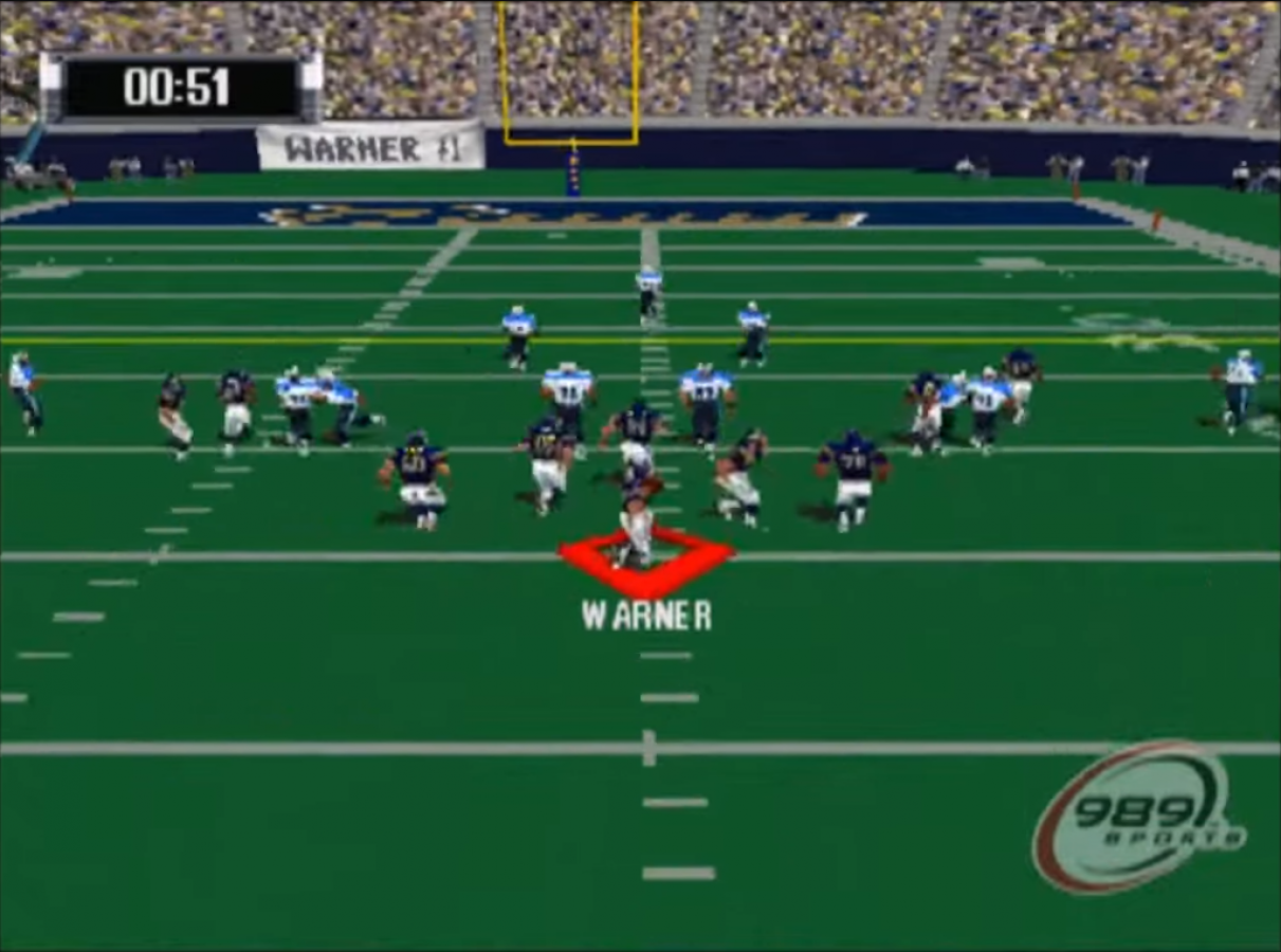 NFL GameDay 2001 PlayStation 1 football simulation video game 989 Sports official NFL license playable teams franchise mode season playoffs exhibition multiplayer gameplay