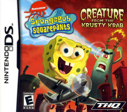 SpongeBob SquarePants Creature from the Krusty Krab Nintendo DS DS action adventure game featuring SpongeBob Patrick and Plankton surreal levels platforming challenges flying sequences boss battles and Nickelodeon cartoon gameplay retro video game collection collectible gaming appeal front cover