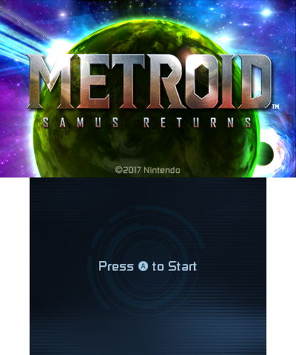 Metroid: Samus Returns title screen for Nintendo 3DS (3DS) video game