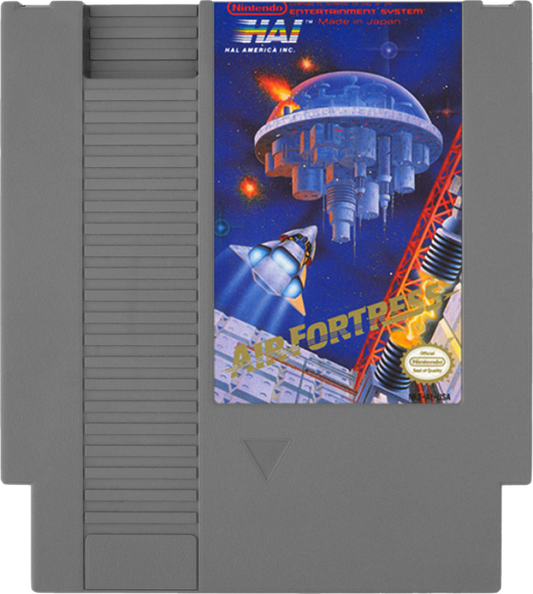 Air Fortress Complete in Box CIB Nintendo Entertainment System NES for retro video game enthusiasts featuring action shooter gameplay side scrolling space combat fortress infiltration maze exploration futuristic weapons challenging missions complete in box collectible gaming appeal cartridge