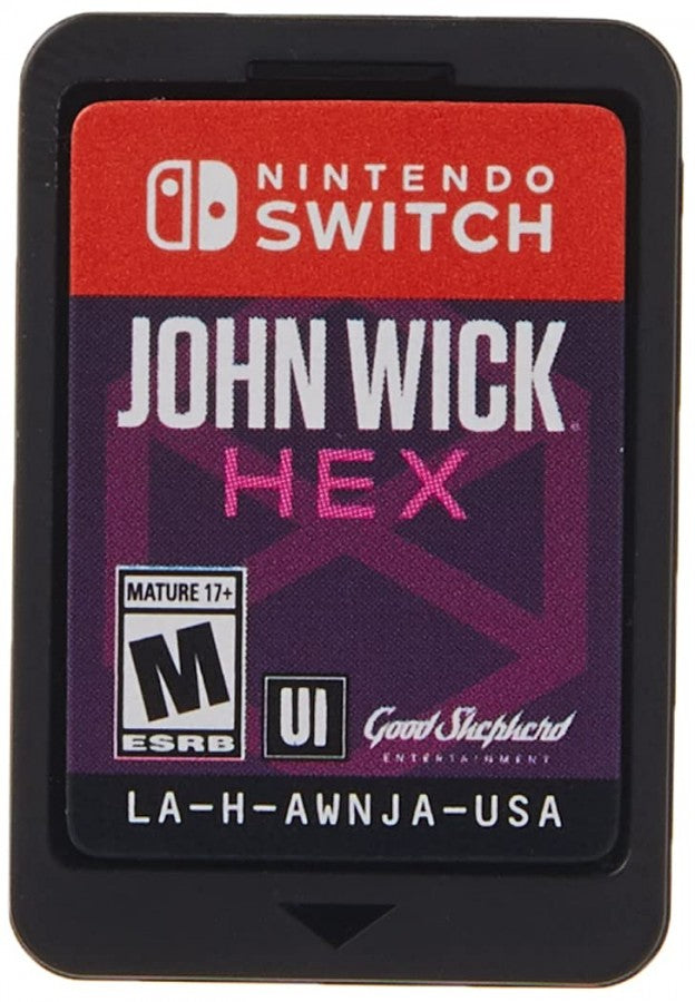 John Wick Hex Nintendo Switch inspired design featuring tactical action strategy gameplay aesthetic fast paced gun fu combat stylish assassin missions time based decision making cinematic neo noir atmosphere intense John Wick inspired presentation cartridge